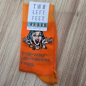 Two Left Feet Orange Novelty Socks "Friday is my second favorite F word" NWT